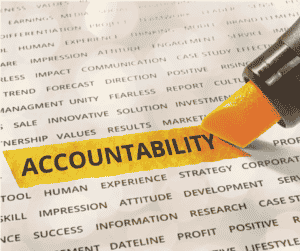 A book about business highlighting the word accountability